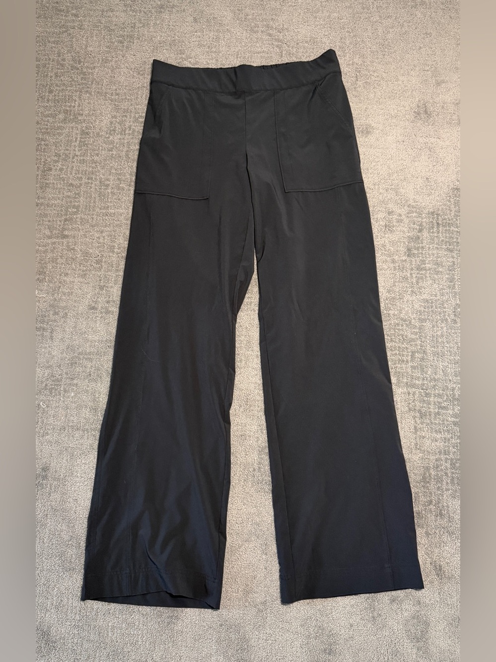 Athleta Chelsea Wide Leg Pants Black Lightweight Travel Athleisure sz 12 TALL